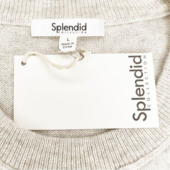 Splendid Rosalla Crewneck Sweater in Heather Oatmeal - Picture 3 of 8
